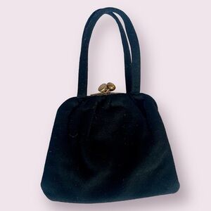 Vintage Ingber Black and Gold Felt Hand Bag